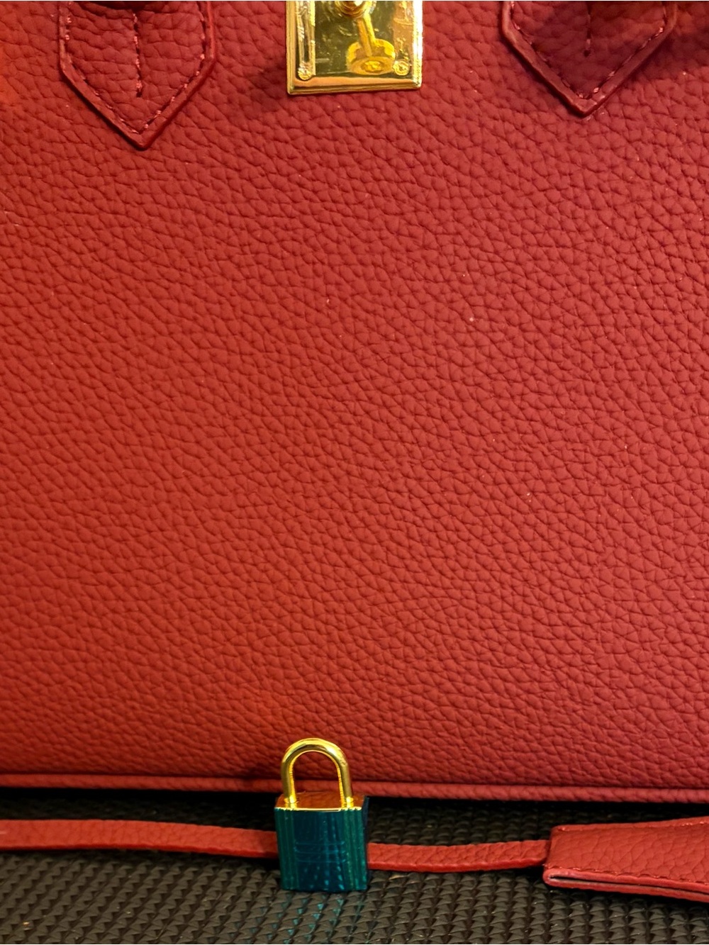 Classic Dark Red Leather Structured Top-Handle Hand Bag - Picture 6 of 9